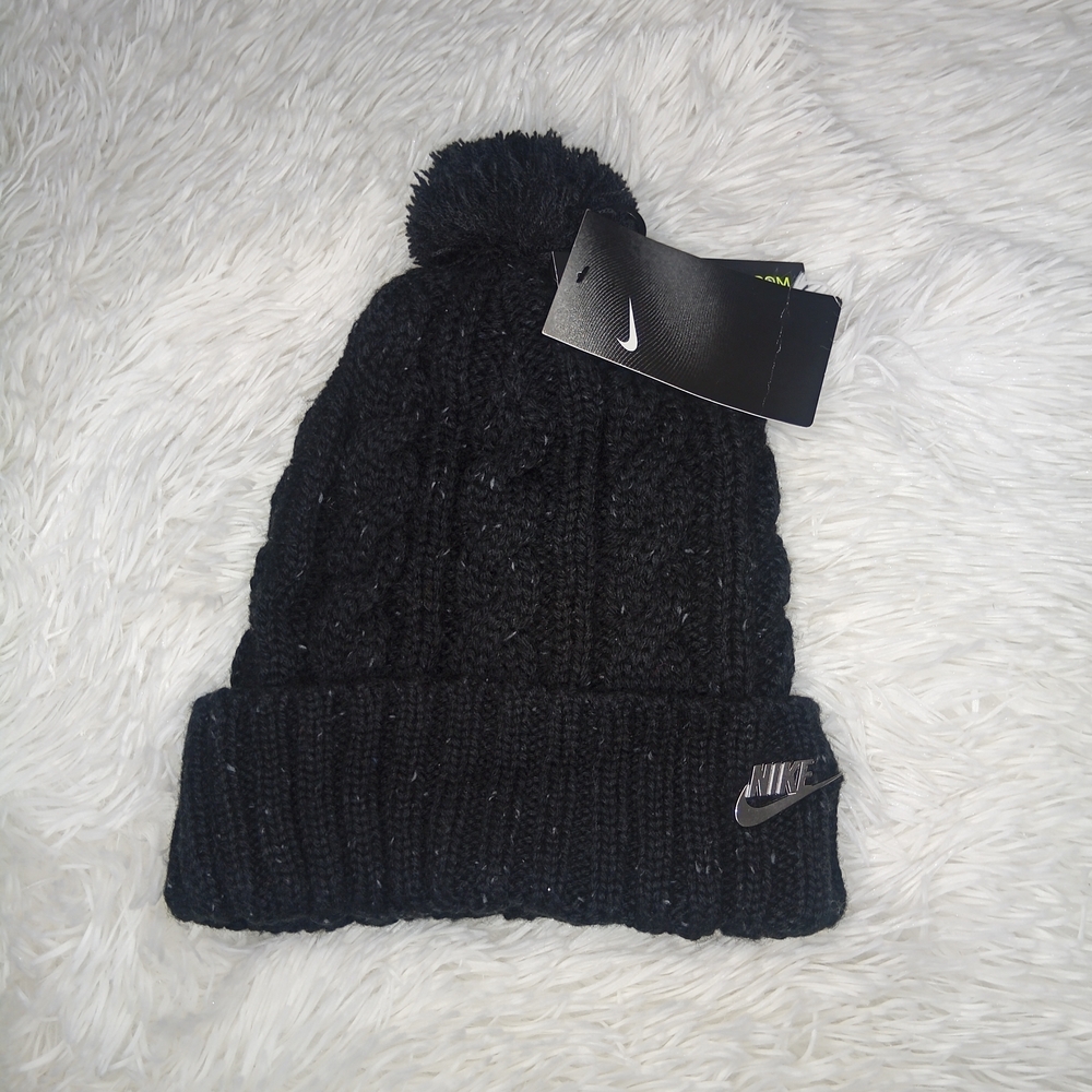 Nike Black Knit Beanie with Logo
